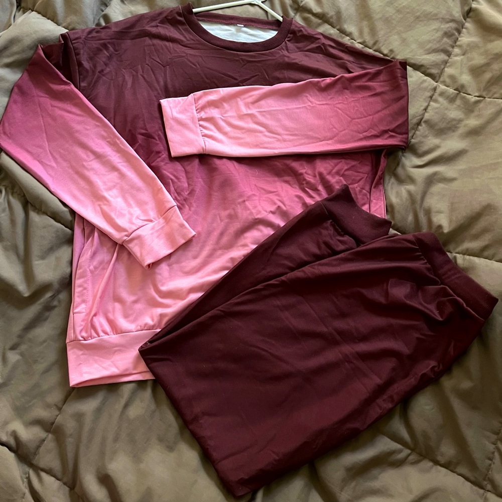 Pink/Maroonish Brown Ombré Track Suit